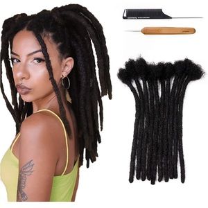 100% Human Hair Loc Extensions 8 Inch 0.4cm Width 60 Strands Handmade